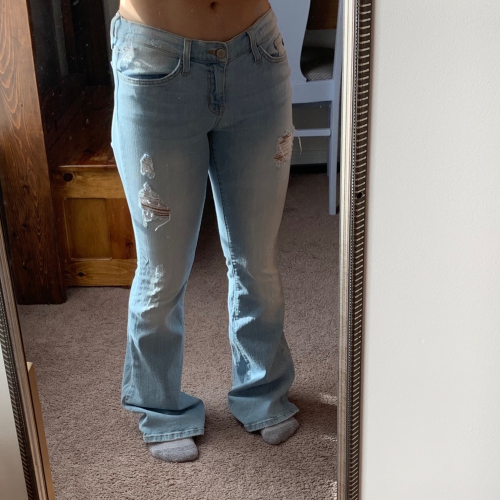 KANCAN ripped light wash flare jeans